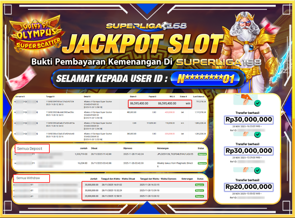 SUPERLIGA168 JACKPOT GATES OF OLYMPUS SUPER SCATTER Rp.80,000,000,LUNAS
